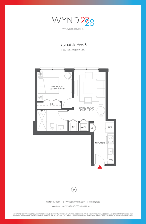 W28 - 1BR 1BA_516 SF at WYND 27 & WYND 28, Florida , 33127